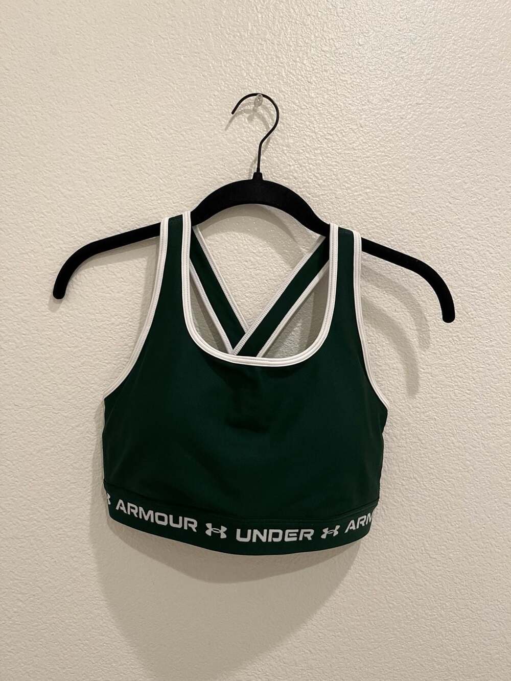 Under Armour Crossback Mid Impact Sports Bra in Forest Green